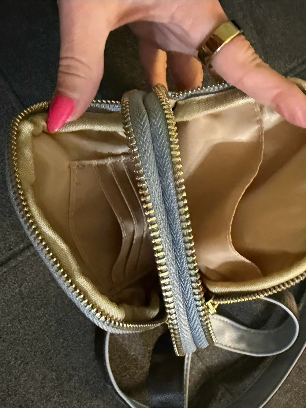 Compact Crossbody Bag in Light Gray